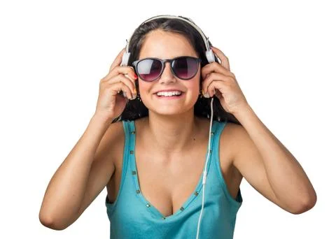 Listening with Headset Stock Photos