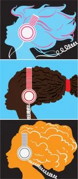 Listening to the music. Stock Illustration