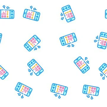 Listening to podcast vector seamless pattern Stock Illustration