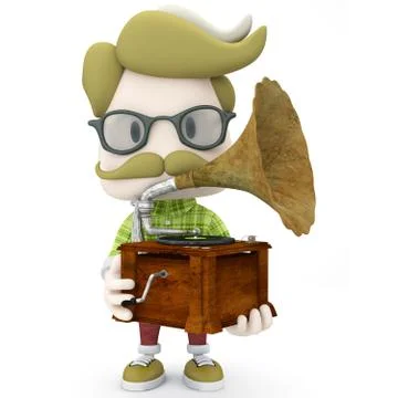 Listening to retro Stock Illustration