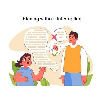Listening without interrupting concept. Flat vector illustration Stock Illustration