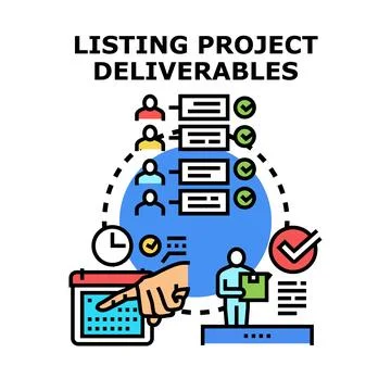 Listing project deliverables managing team task completion Stock Illustration