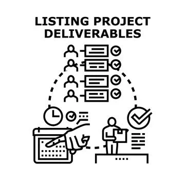 Listing project deliverables managing team task completion Stock-Illustration