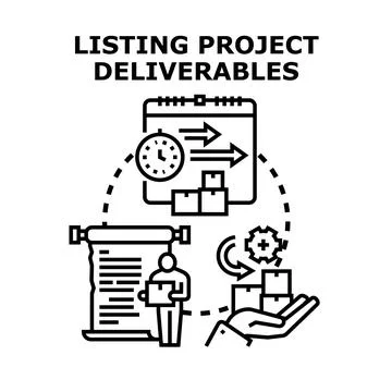 Listing project deliverables process management concept Stock Illustration