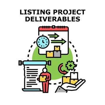 Listing project deliverables process management concept 库存插图