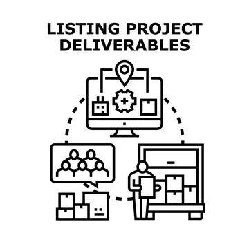 Listing project deliverables tracking logistics and team collaboration 库存插图