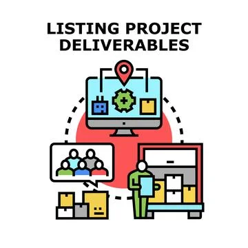 Listing project deliverables tracking logistics and team collaboration Stock Illustration