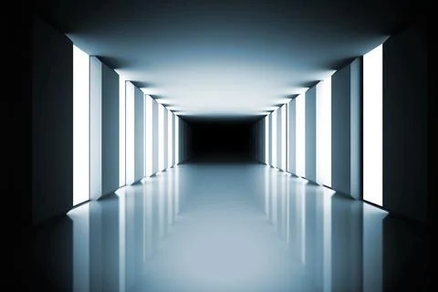 Lit up black modern hallway Ilustração Stock