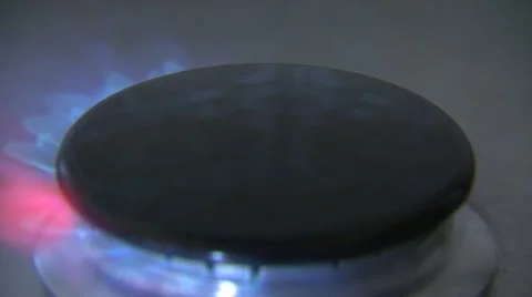 Lit blue gas ring, close-up Stock Footage 6476719