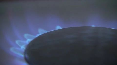 Lit blue gas ring, close-up Stock Footage 6477583