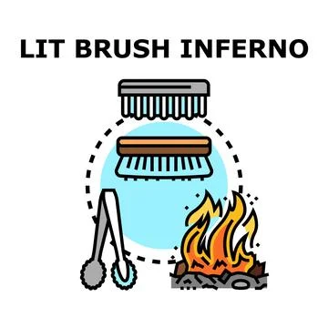 Lit brush inferno concept with fire and tools Stock Illustration