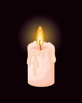 A lit candle on a black background. Stock Illustration