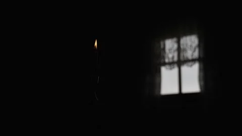 Lit Candle in a Dark Room Stock Footage 300491251