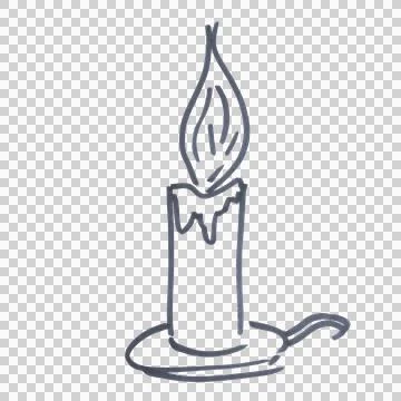 A lit candle drawn with a black marker Stock Illustration