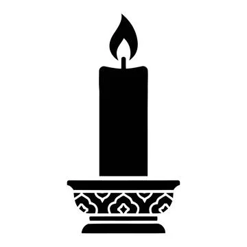 Lit Candle With Flames Icon Stock Illustration