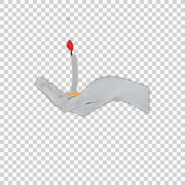 A lit candle on a gray hand. Stock Illustration