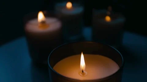 Lit Candles in Dark Room - HD Video Video stock 340473329