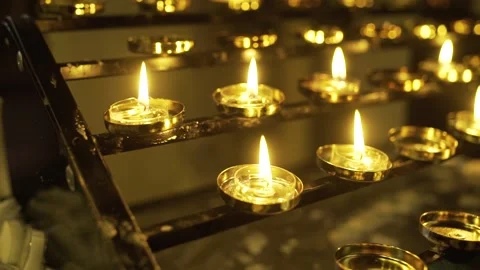Lit candles Stock Footage 133574926