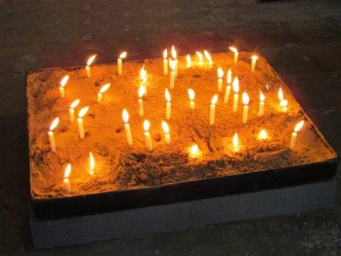 Lit Candles. Stock Photos