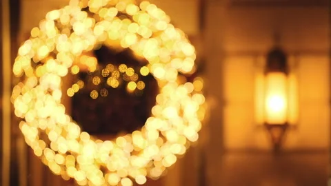 Lit Christmas Wreath Stock Footage 254187637