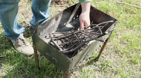 Lit a fire Stock Footage 23298664