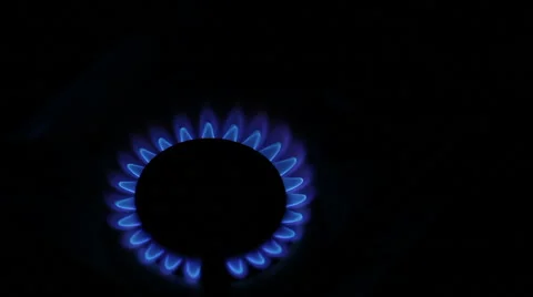 Lit gas burner. close-up Stock Footage 68157011