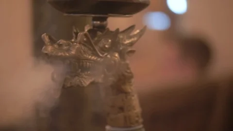 Lit hookah dragon. cloud of smoke Stock Footage 124197819