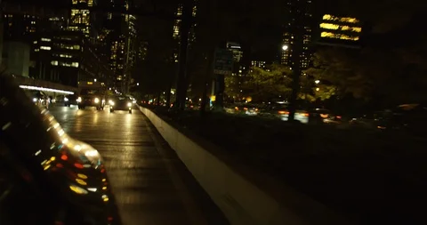 Lit up Iconic View of Beautiful New York Skyscrapers and Skyline Stock Footage 110596351