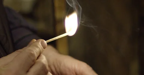 Lit match stick Stock Footage 56917435