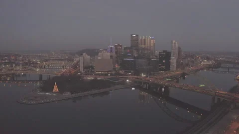 Lit up Pittsburgh at night Stock Footage 146540716
