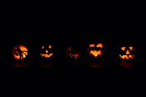 Lit Up Pumpkins Stock Photos
