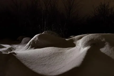 Lit up snow on ground Stockfoto's