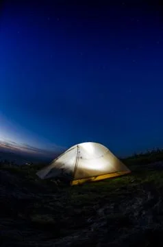 Lit Tent Vertical Stock Photos