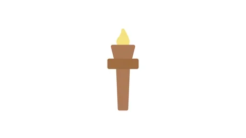 A lit torch emitting a bright light, held upright against a dark background. Stock Footage 333607155