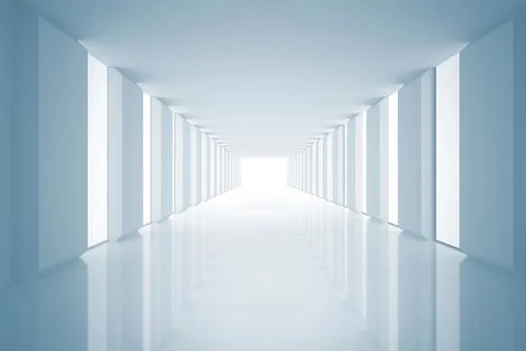Lit up white modern hallway Ilustração Stock