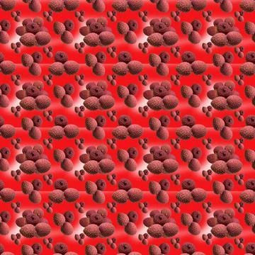 Litchi fruit on light red background isolated, laid out pattern, top view, fl Stock Illustration