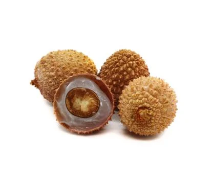 Litchi group of objects isolated on white background for design. Foto stock