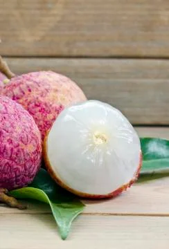 Litchi with leave Foto stock