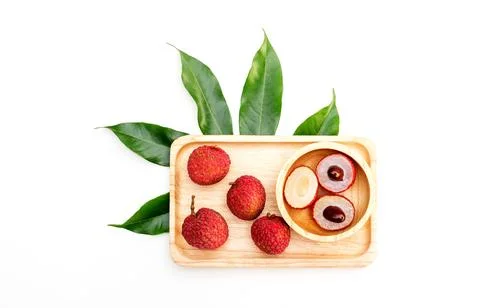 Litchi on a white background. Stock Photos