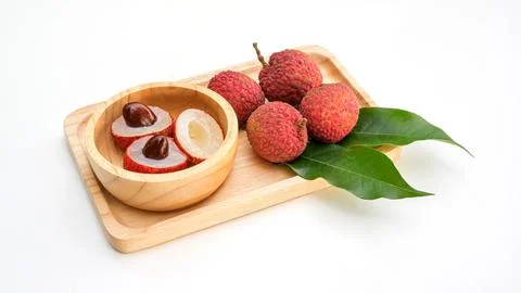 Litchi on a white background. Stock Photos