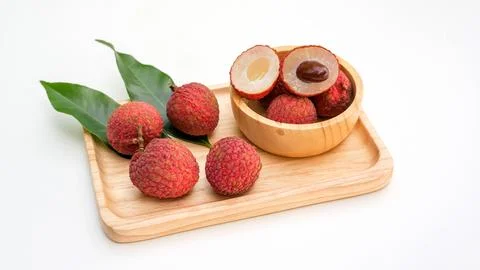 Litchi on a white background. Stock Photos