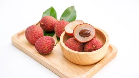 Litchi on a white background. Foto stock