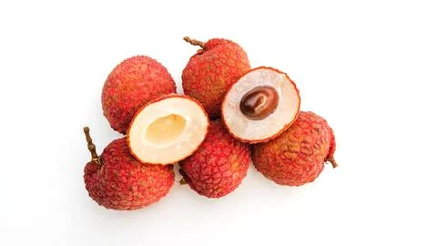 Litchi on a white background. Stock Photos