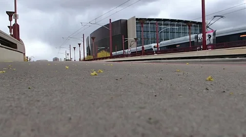 Lite Rail Over Bridge Stock Footage 49089541