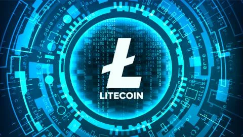 Litecoin Abstract Technology Background Vector. Binary Code. Fintech Blockchain Stock Illustration