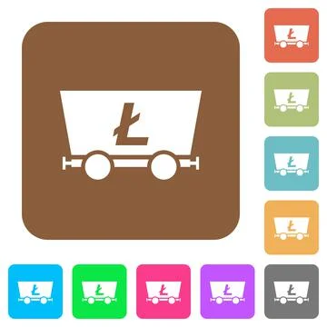 Litecoin criptocurrency mining rounded square flat icons Stock-Illustration