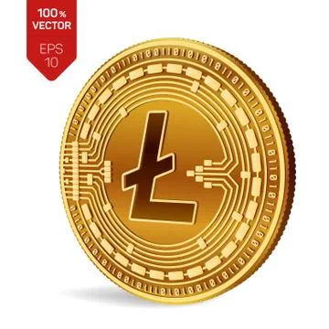 Litecoin. Crypto currency. 3D isometric Physical coin. Digital currency. Gold Ilustración de archivo