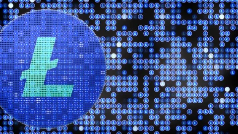 Litecoin cryptocurrency bakcground Bitcoin, Ether, prices growing, digital money Stock Footage 85373357