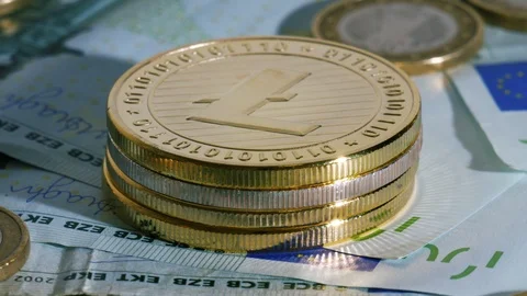 Litecoin. Cryptocurrency loopable rotation shot. Stock Footage 86490170