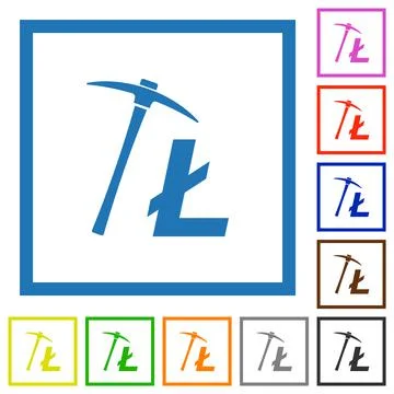 Litecoin cryptocurrency mining flat framed icons Ilustración de archivo
